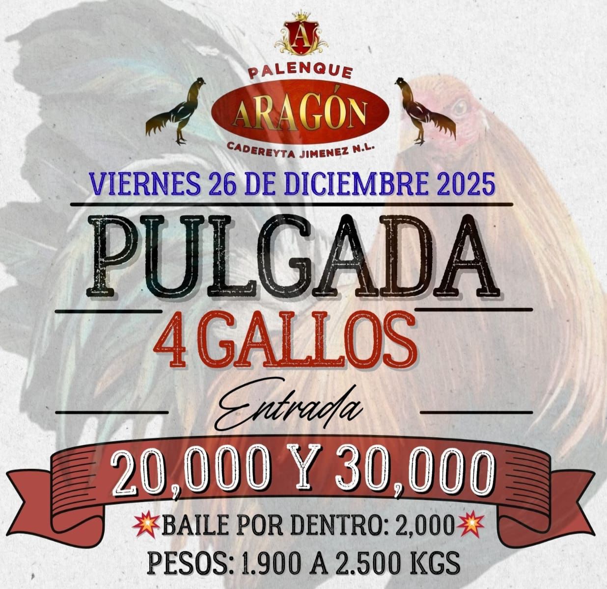 ARAGON; 4 GALLOS 1 PULGADA.